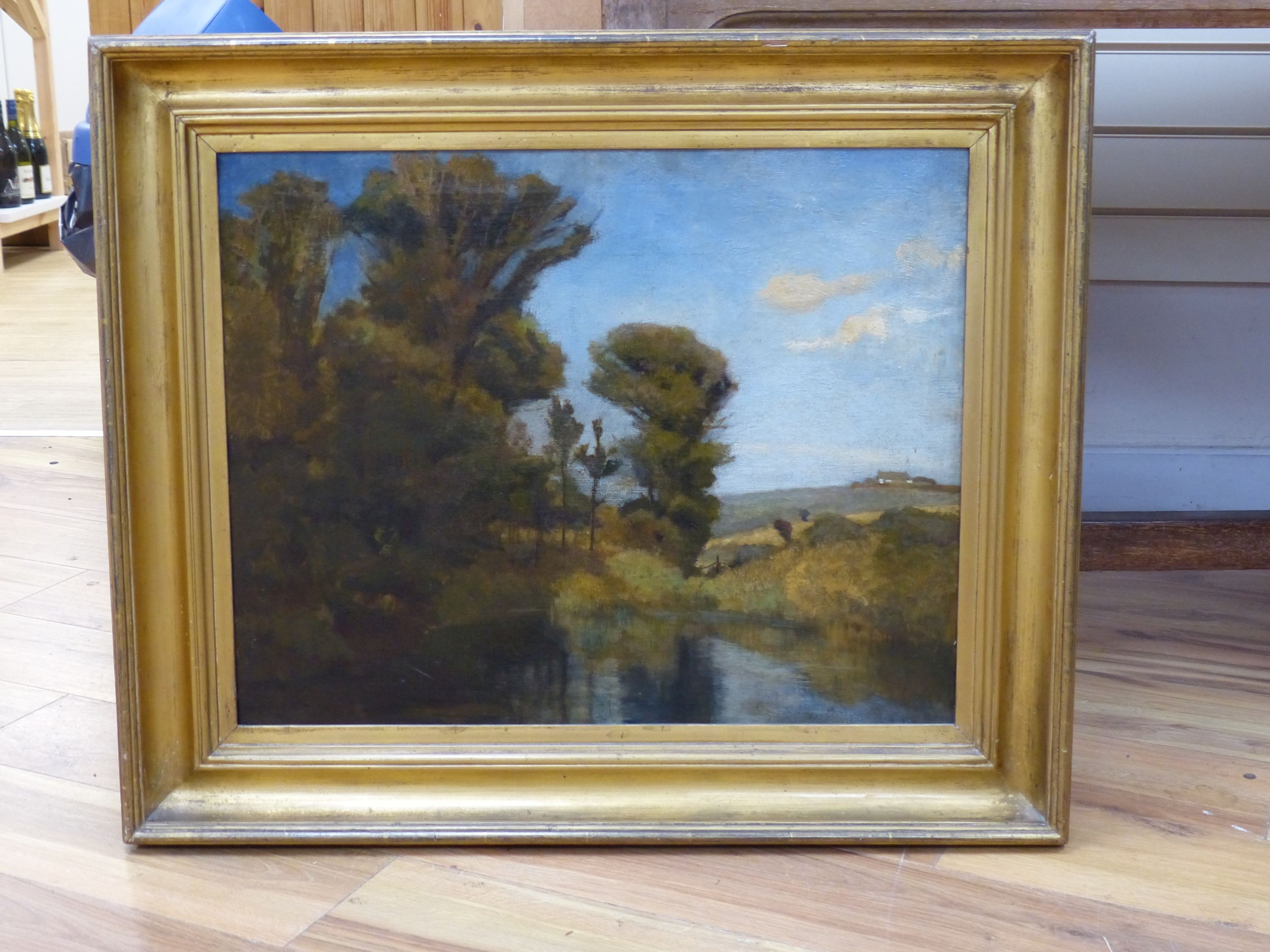 Percy Belgrave (19th C.), oil on canvas, Mullions Mill Pond, inscribed verso, 50 x 61cm